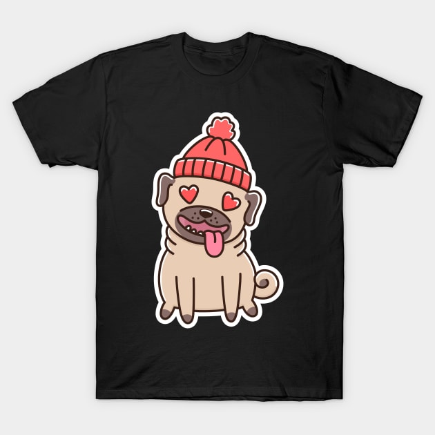 Pug Dog in Love. T-Shirt by Viaire